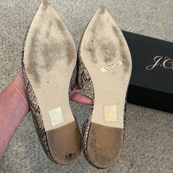 J. Crew Audrey Metallic Snakeskin Flats in Gold Brown, 7.5 - Picture 11 of 14